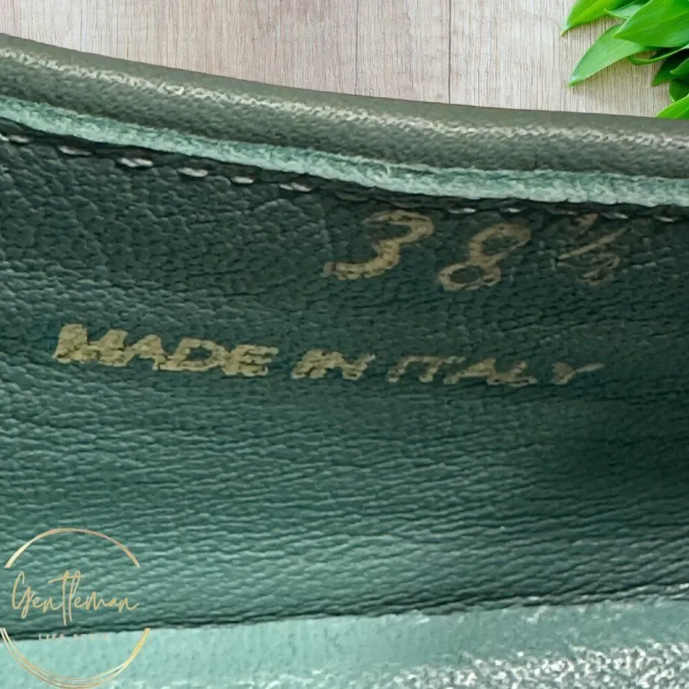 PRADA Sneakers Womans Leather Slip On EU SIZE 38.5 Blue/White/Green NWOT